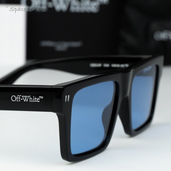 Off-White Men Sunglasses Black Blue Square OERI109 LAWTON 1045 NEW AUTHENTIC - Picture 4 of 8
